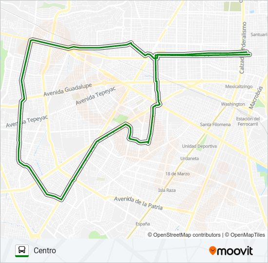 Mapa de C104 (629-1) de autobús