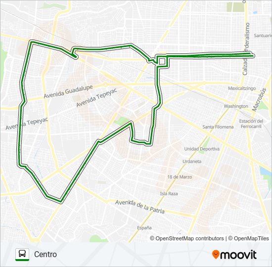 Mapa de C104 (629-2) de autobús