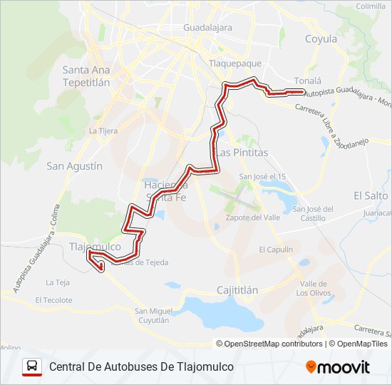 Mapa de C102 de autobús