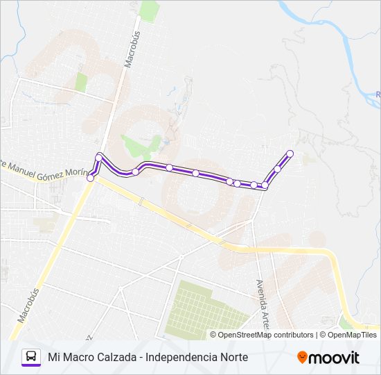 Mapa de A05 de autobús