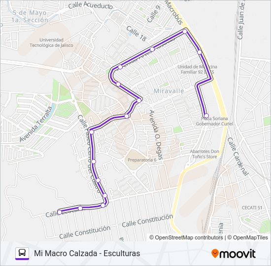 Mapa de A07 de autobús