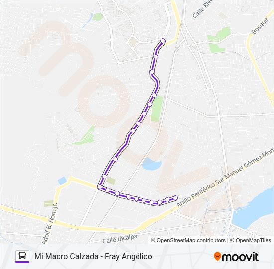 Mapa de A15 de autobús