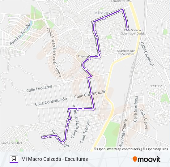 Mapa de A17 de autobús