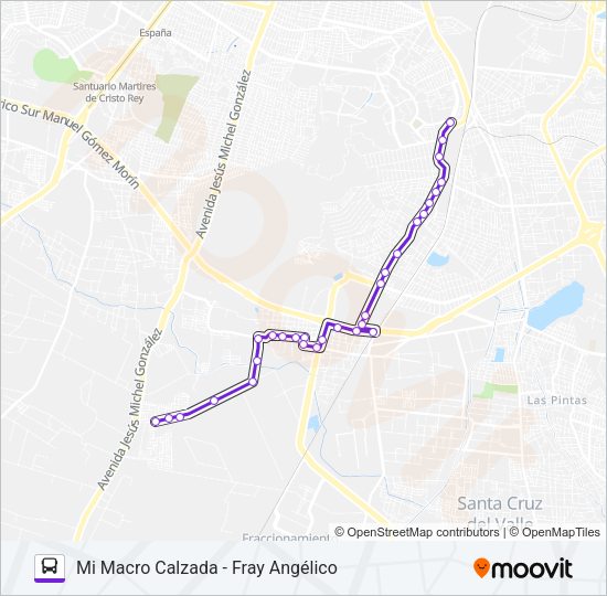 Mapa de A18 de autobús