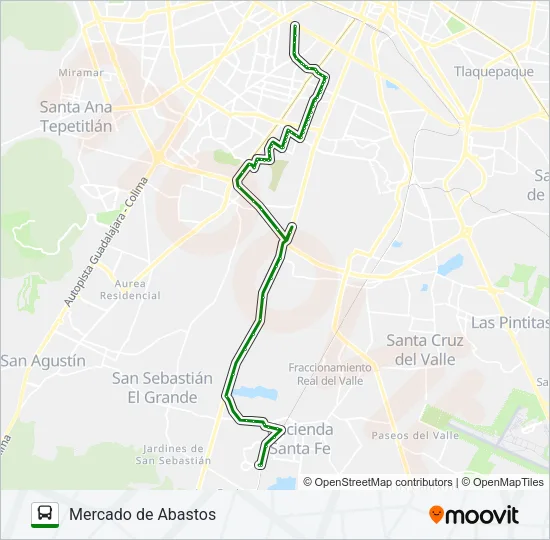 Mapa de C76 de autobús