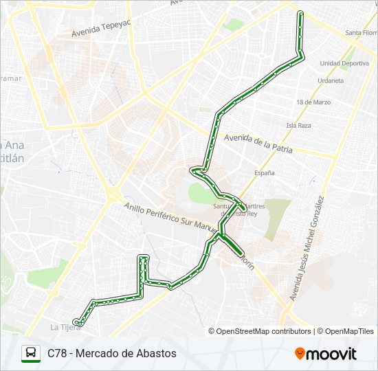 C78 - ABASTOS / T07 Bus Line Map