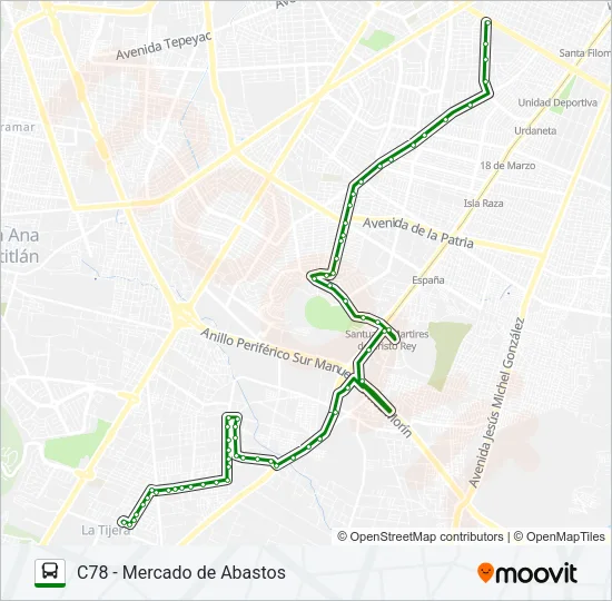 C78 - ABASTOS / T07 Bus Line Map