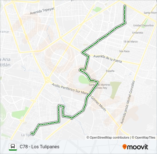 C78 - ABASTOS / T07 Bus Line Map