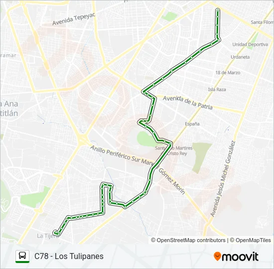 Mapa de C78 - ABASTOS / T07 de autobús