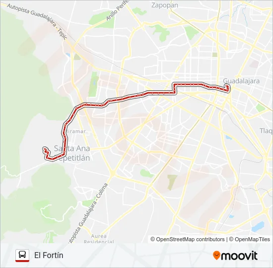 T11-A - GUADALUPE FORTÍN Bus Line Map