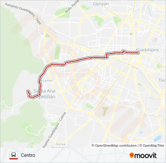 T11-A - GUADALUPE FORTÍN Bus Line Map