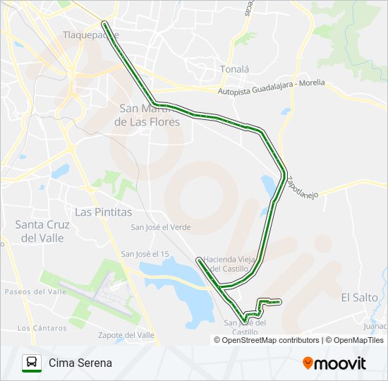 Mapa de C58 - CIMA SERENA de autobús