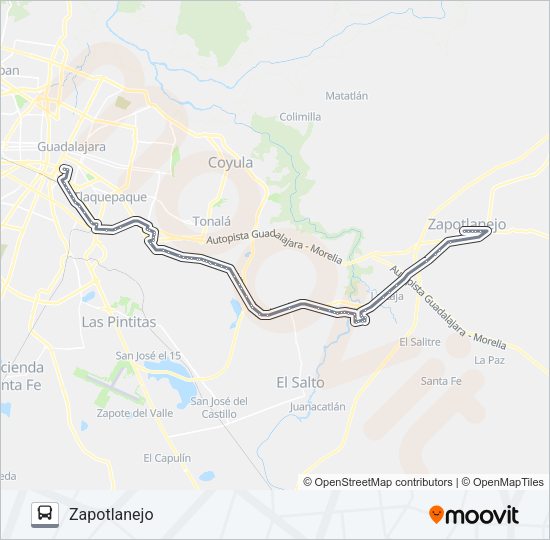 Mapa de ZAPOTLANEJO - ÁLAMO de autobús