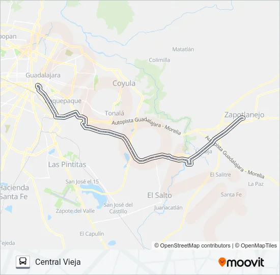 ZAPOTLANEJO - ÁLAMO Bus Line Map