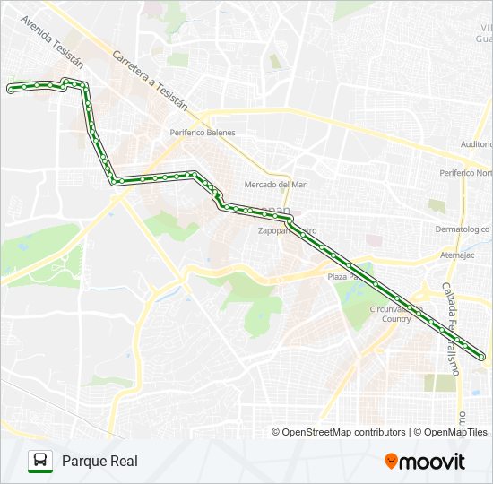 Mapa de C85 - A de autobús