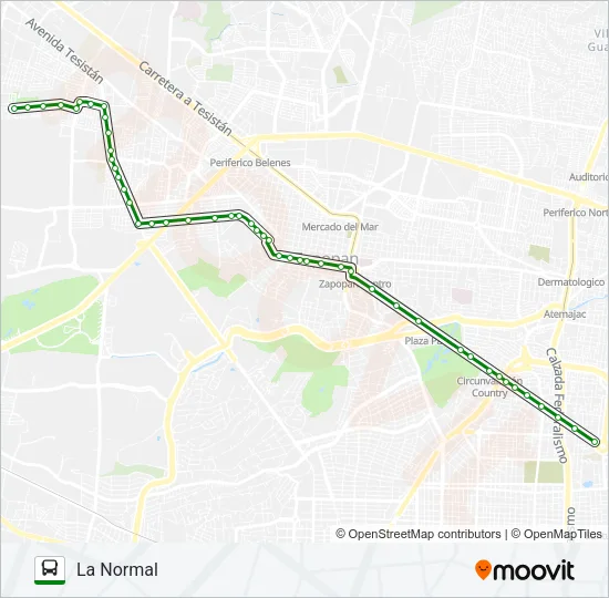 Mapa de C85 - A de autobús
