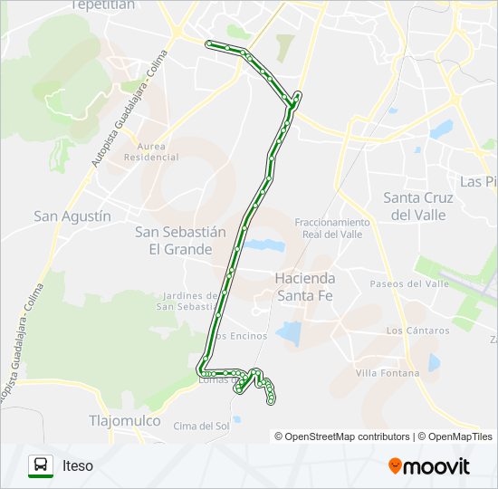 Mapa de C114 - LOMAS DEL SUR de autobús