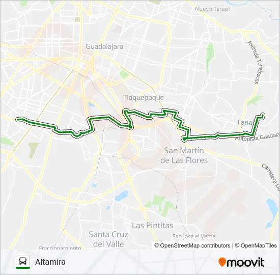 Mapa de C46 - UTJ de autobús