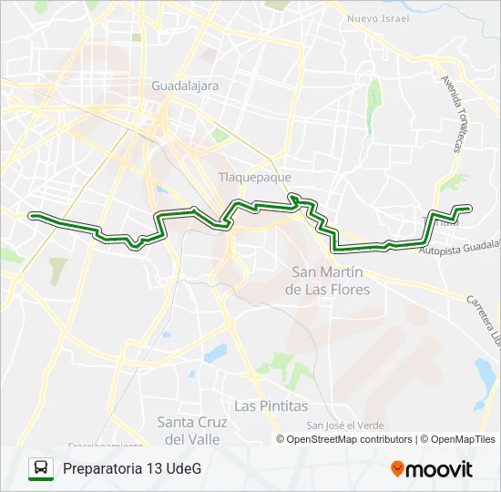 Mapa de C46 - UTJ de autobús