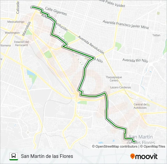 Mapa de C52 - A de autobús
