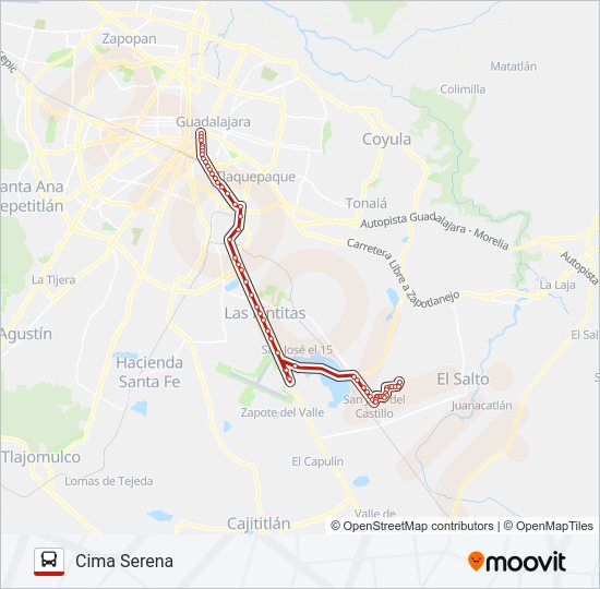 Mapa de T13-A/C02 - CIMA SERENA de autobús