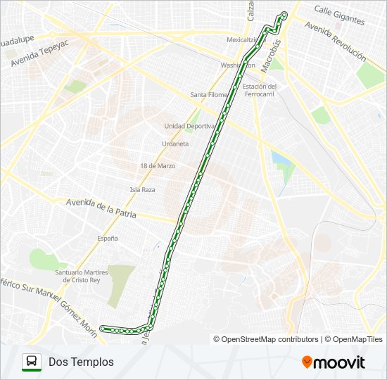 T14-B - DOS TEMPLOS Bus Line Map