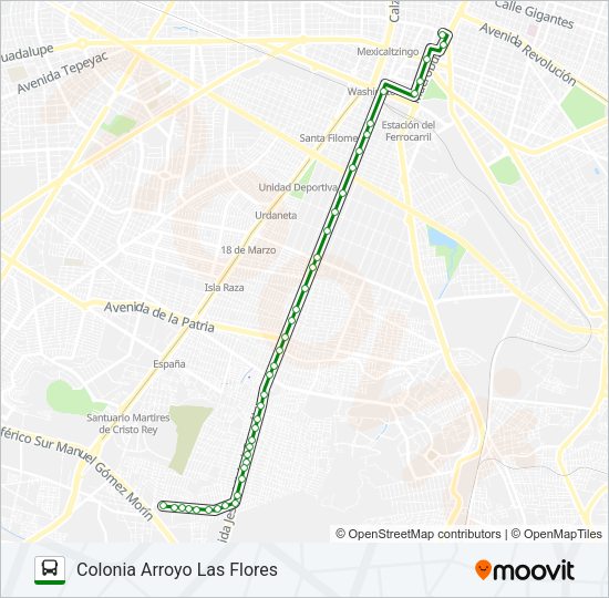 Mapa de T14-B - DOS TEMPLOS de autobús