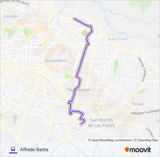Mapa de A01 de autobús