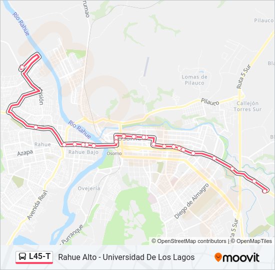 Mapa de L45-T de autobús