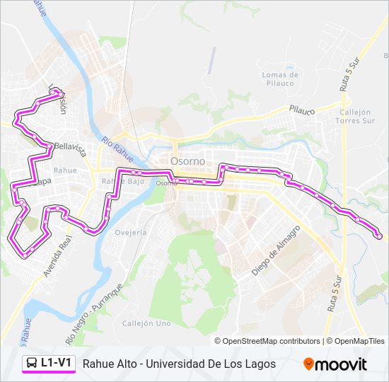 Mapa de L1-V1 de autobús