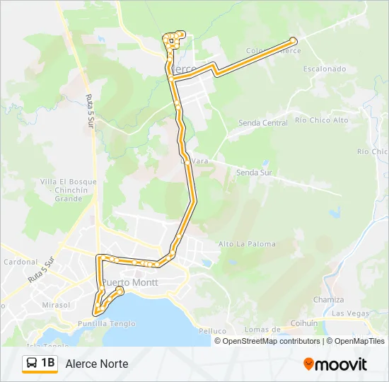 Mapa de 1B de autobús