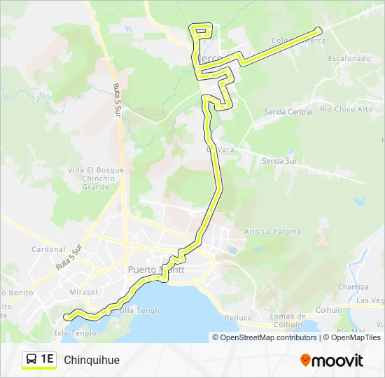 Mapa de 1E de autobús