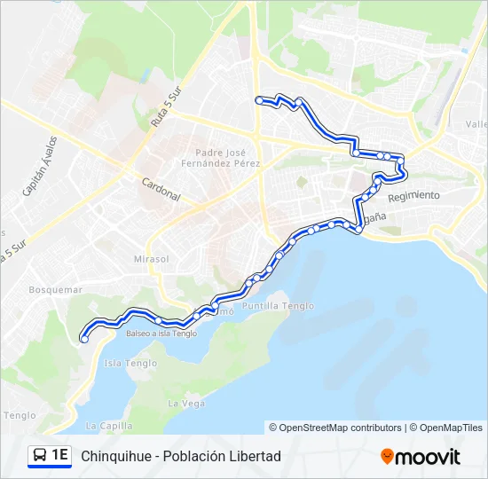 1E Bus Line Map