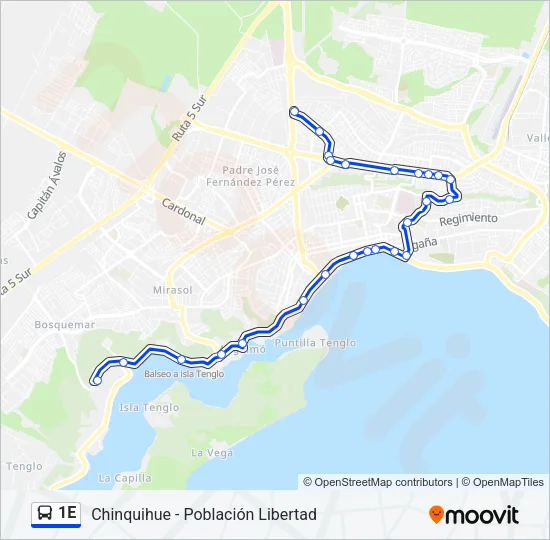 1E Bus Line Map