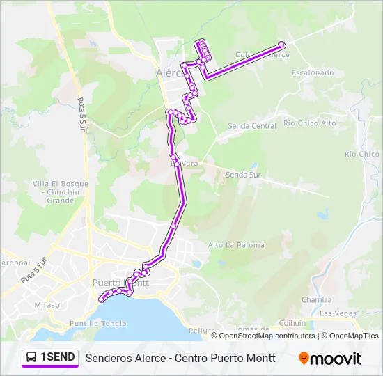 1SEND Bus Line Map