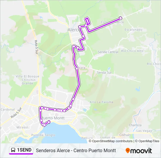 1SEND Bus Line Map