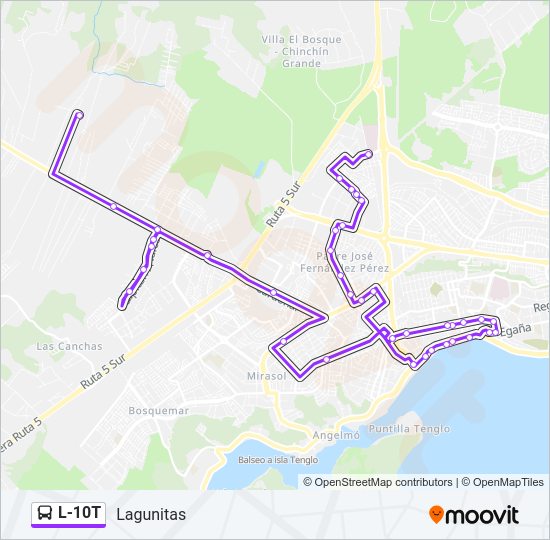 Mapa de L-10T de autobús