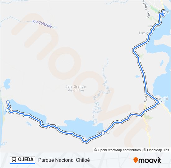 Mapa de OJEDA de autobús