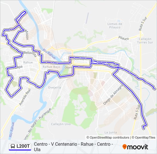 Mapa de L200T de autobús