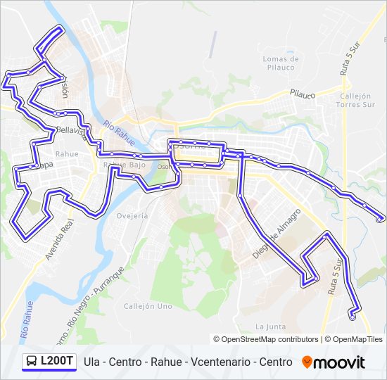 Mapa de L200T de autobús