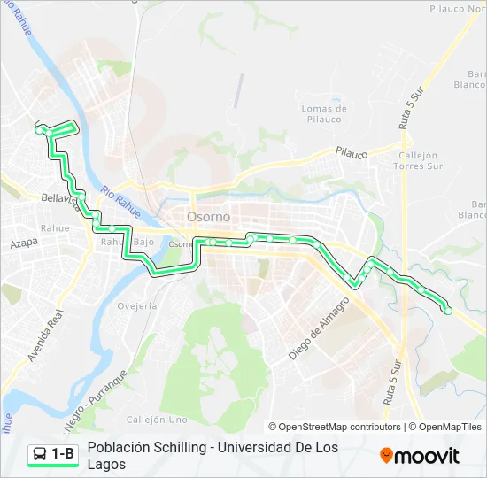 1-B Bus Line Map
