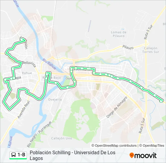 1-B Bus Line Map