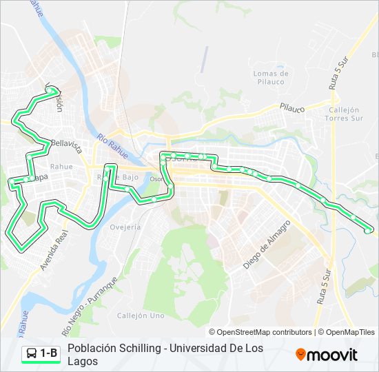 Mapa de 1-B de autobús