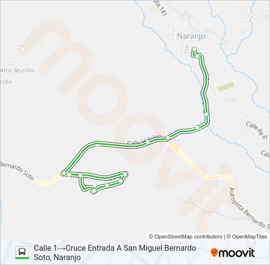 Mapa de NARANJO - SAN MIGUEL de autobús