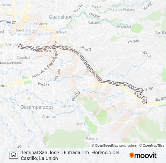 SAN JOSÉ - MONTUFAR Bus Line Map