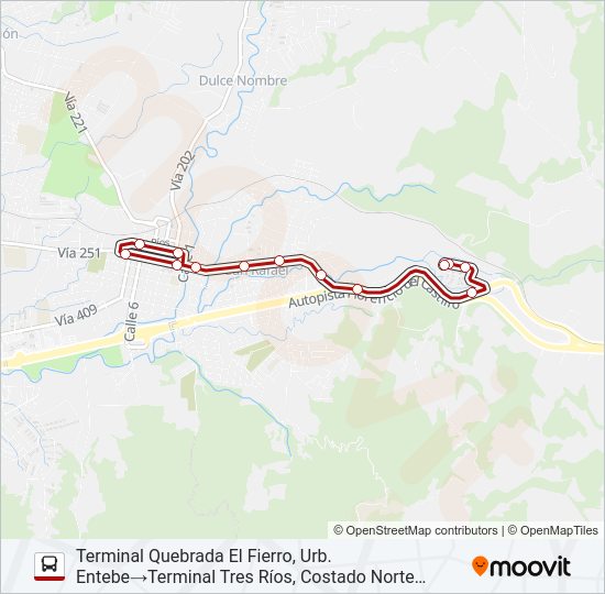 Mapa de PERIFÉRICA TRES RÍOS - EL FIERRO de autobús