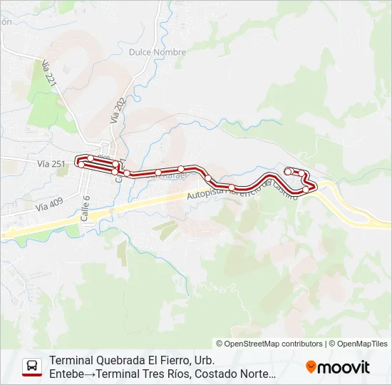 PERIFÉRICA TRES RÍOS - EL FIERRO Bus Line Map