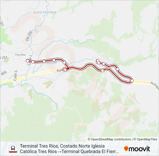 PERIFÉRICA TRES RÍOS - EL FIERRO Bus Line Map