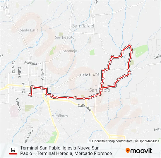 HEREDIA - SAN PABLO LA VIGUI Bus Line Map