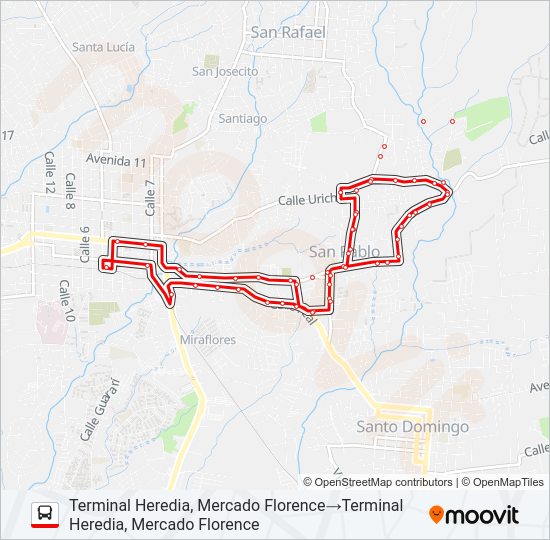 Mapa de HEREDIA - SAN PABLO LA VIGUI de autobús